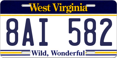 WV license plate 8AI582