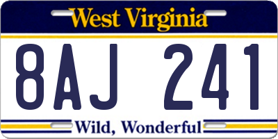 WV license plate 8AJ241