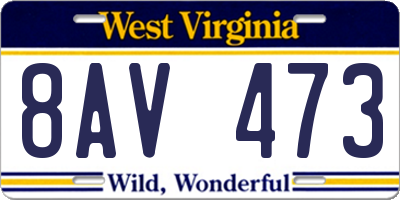 WV license plate 8AV473