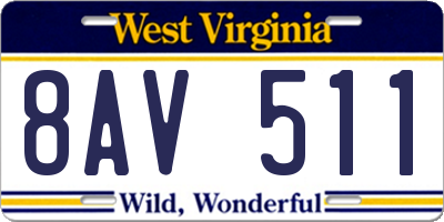 WV license plate 8AV511