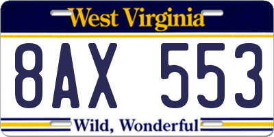 WV license plate 8AX553