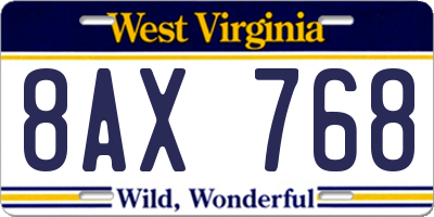 WV license plate 8AX768