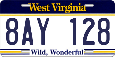 WV license plate 8AY128