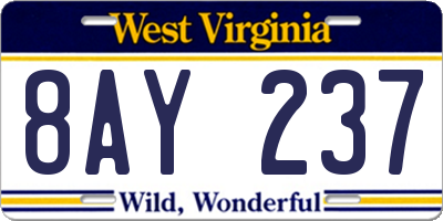 WV license plate 8AY237