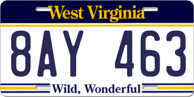 WV license plate 8AY463