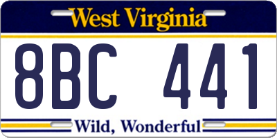 WV license plate 8BC441