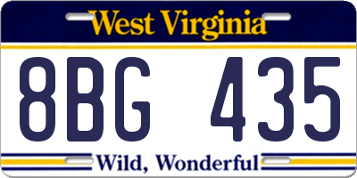 WV license plate 8BG435