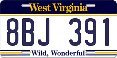 WV license plate 8BJ391