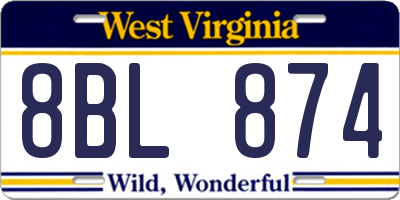 WV license plate 8BL874