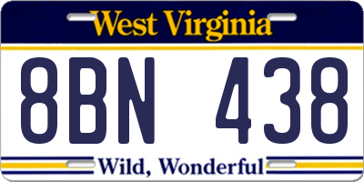 WV license plate 8BN438