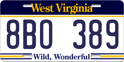 WV license plate 8BO389