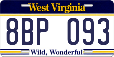 WV license plate 8BP093