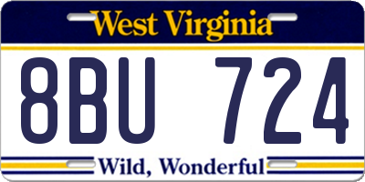 WV license plate 8BU724