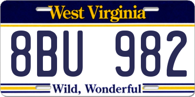 WV license plate 8BU982