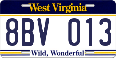 WV license plate 8BV013