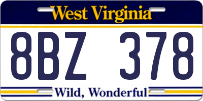 WV license plate 8BZ378