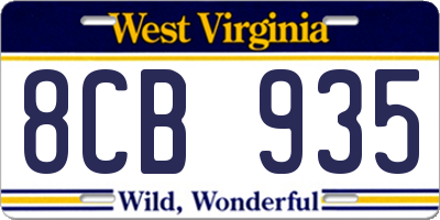 WV license plate 8CB935