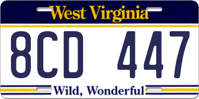 WV license plate 8CD447
