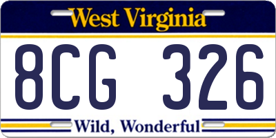 WV license plate 8CG326