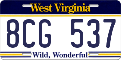 WV license plate 8CG537