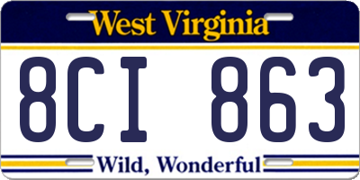 WV license plate 8CI863