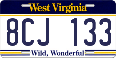 WV license plate 8CJ133