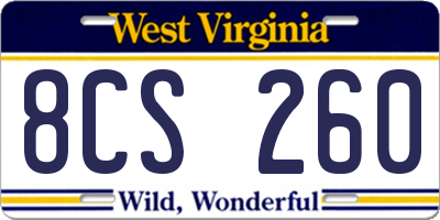 WV license plate 8CS260