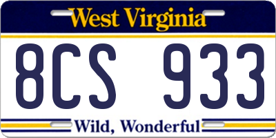 WV license plate 8CS933