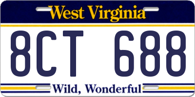 WV license plate 8CT688