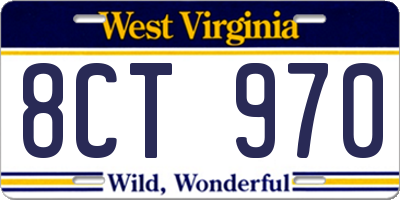 WV license plate 8CT970