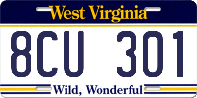 WV license plate 8CU301