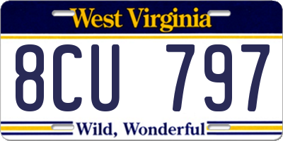 WV license plate 8CU797