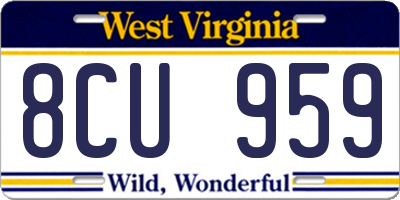 WV license plate 8CU959