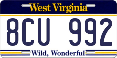 WV license plate 8CU992