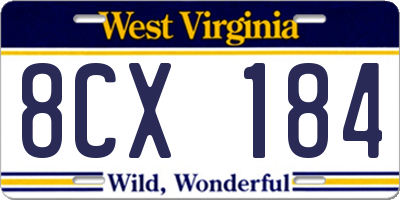 WV license plate 8CX184
