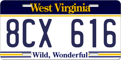 WV license plate 8CX616