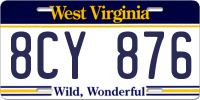 WV license plate 8CY876