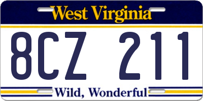 WV license plate 8CZ211