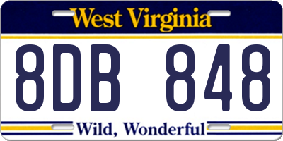 WV license plate 8DB848