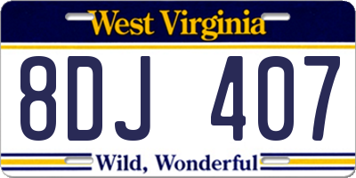 WV license plate 8DJ407