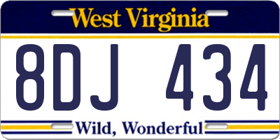 WV license plate 8DJ434