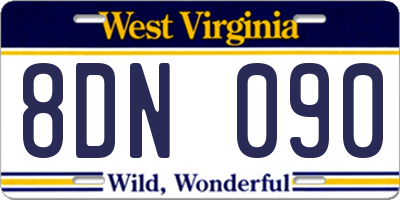 WV license plate 8DN090
