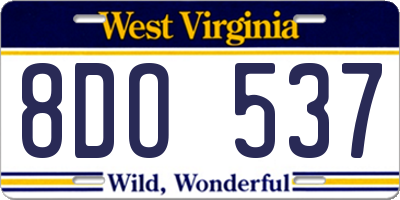 WV license plate 8DO537
