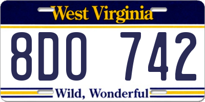 WV license plate 8DO742