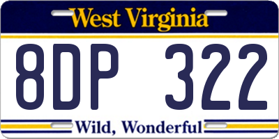 WV license plate 8DP322