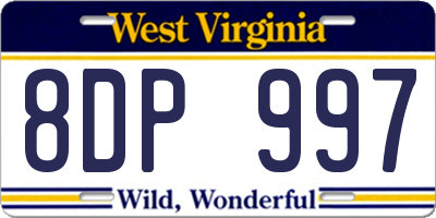 WV license plate 8DP997