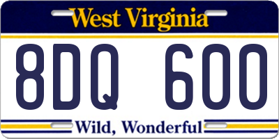 WV license plate 8DQ600