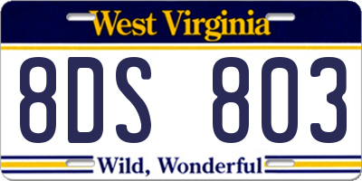 WV license plate 8DS803