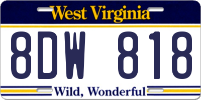 WV license plate 8DW818