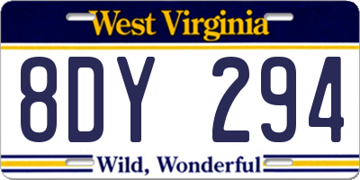 WV license plate 8DY294